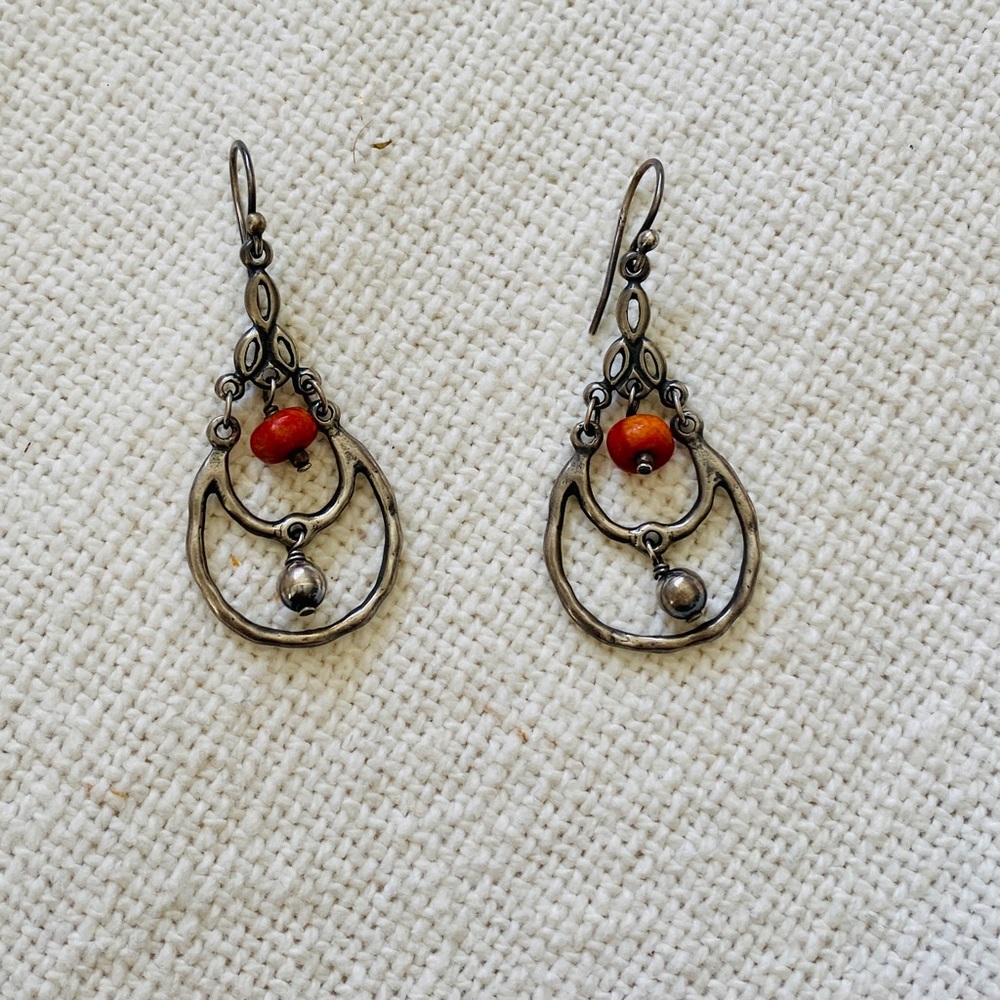 Silpada Sterling Silver Sponge Coral Earrings